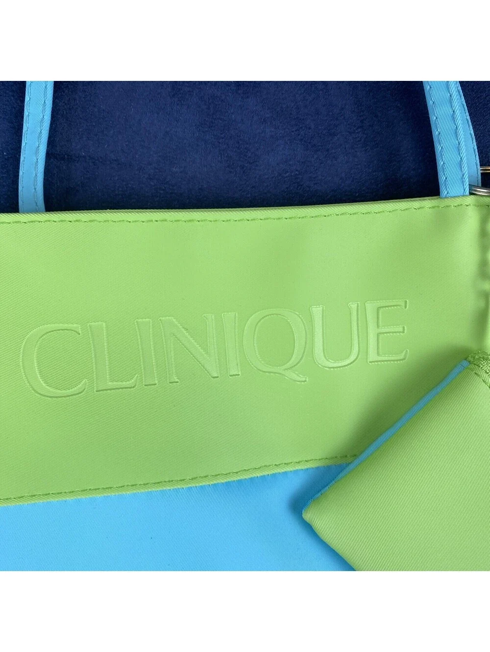 Clinique Travel Cosmetic Bag Blue/Green Color Block